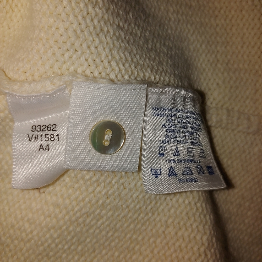 Lands' End ivory button up vintage v-neck cardigan - Picture 7 of 7